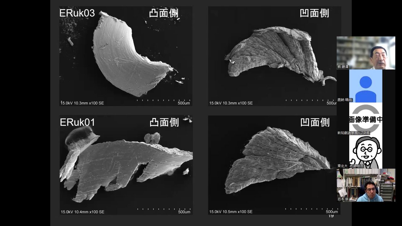 4つの金属切片のSEM像が並んだスライド
